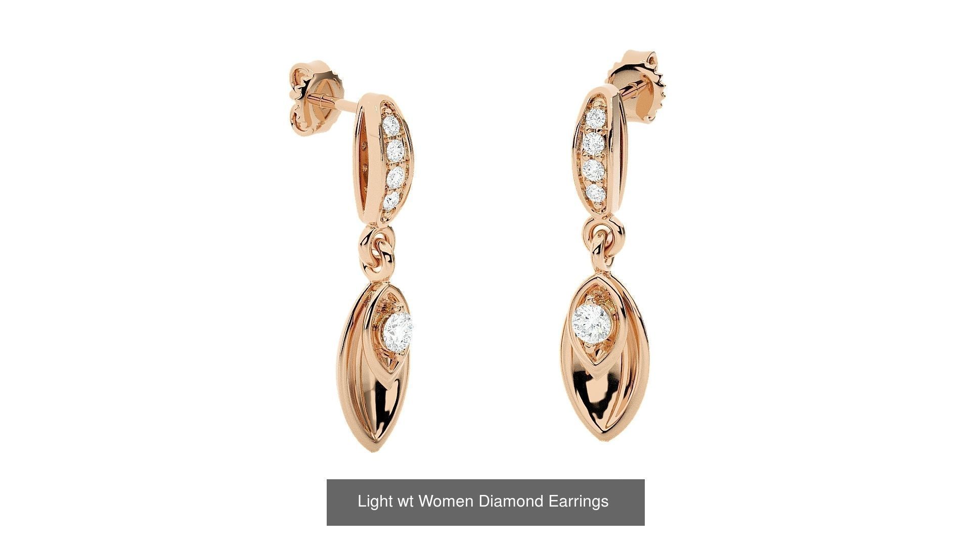 62 Light wt Women Diamond Earrings 3D print model 3D Model Collection_40