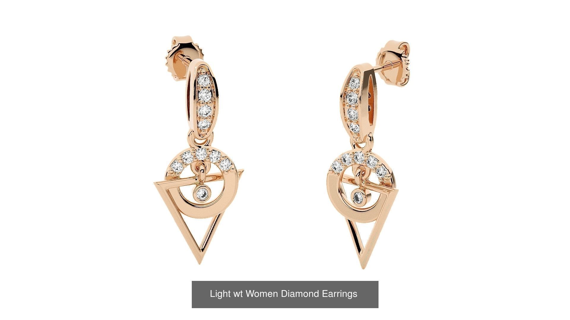 62 Light wt Women Diamond Earrings 3D print model 3D Model Collection_18