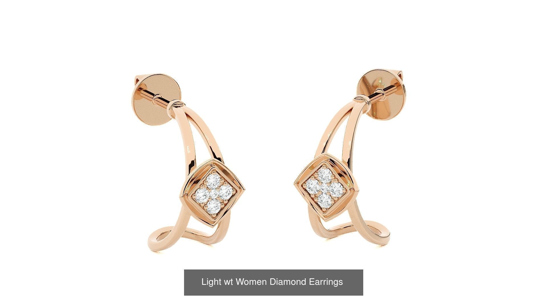 62 Light wt Women Diamond Earrings 3D print model 3D Model Collection_25