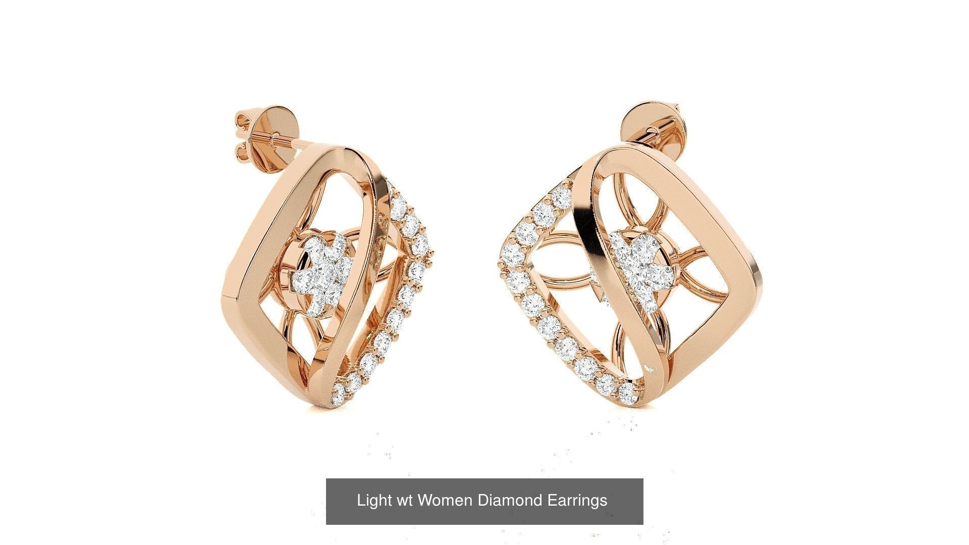62 Light wt Women Diamond Earrings 3D print model 3D Model Collection_60