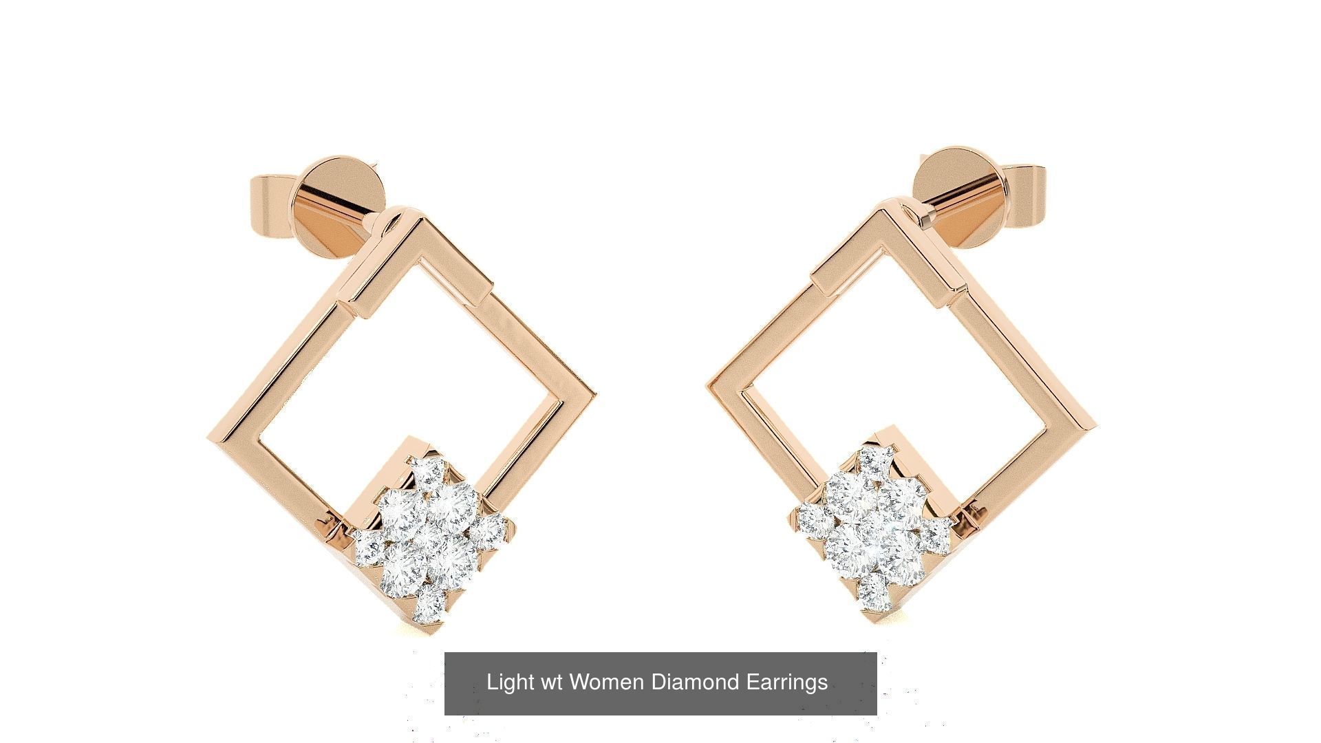62 Light wt Women Diamond Earrings 3D print model 3D Model Collection_13