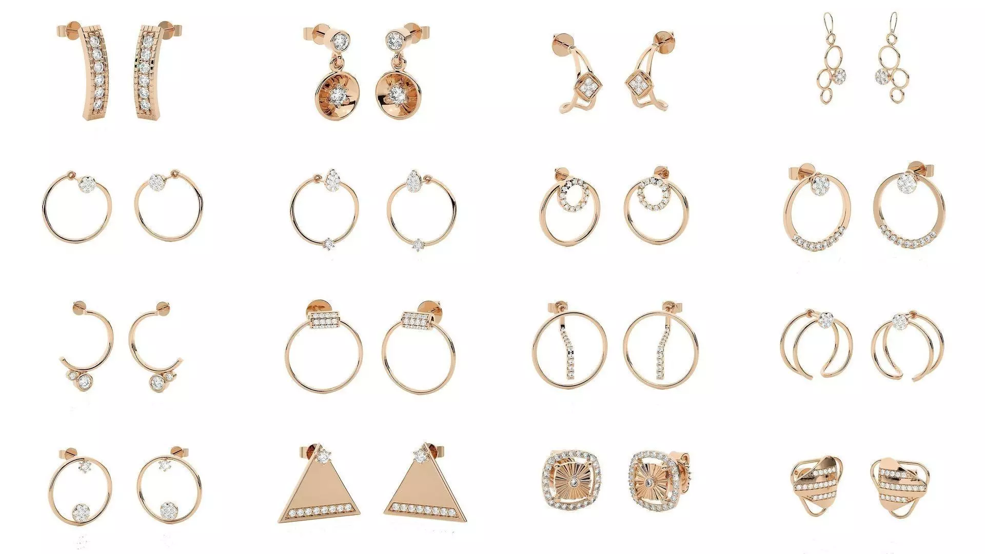 62 Light wt Women Diamond Earrings 3D print model 3D Model Collection_0