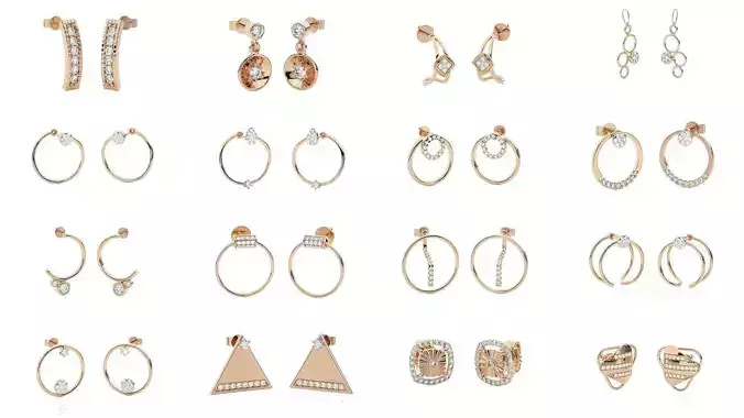 62 Light wt Women Diamond Earrings 3D print model