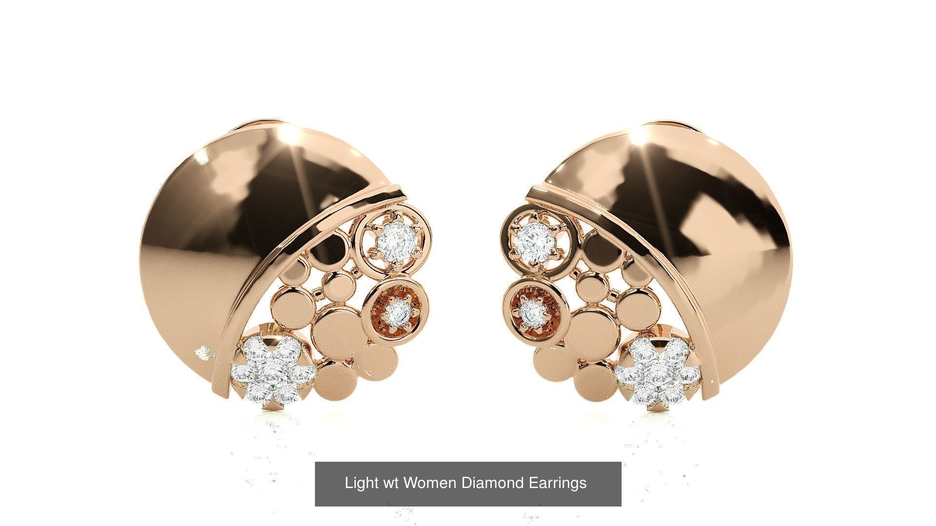 62 Light wt Women Diamond Earrings 3D print model 3D Model Collection_42