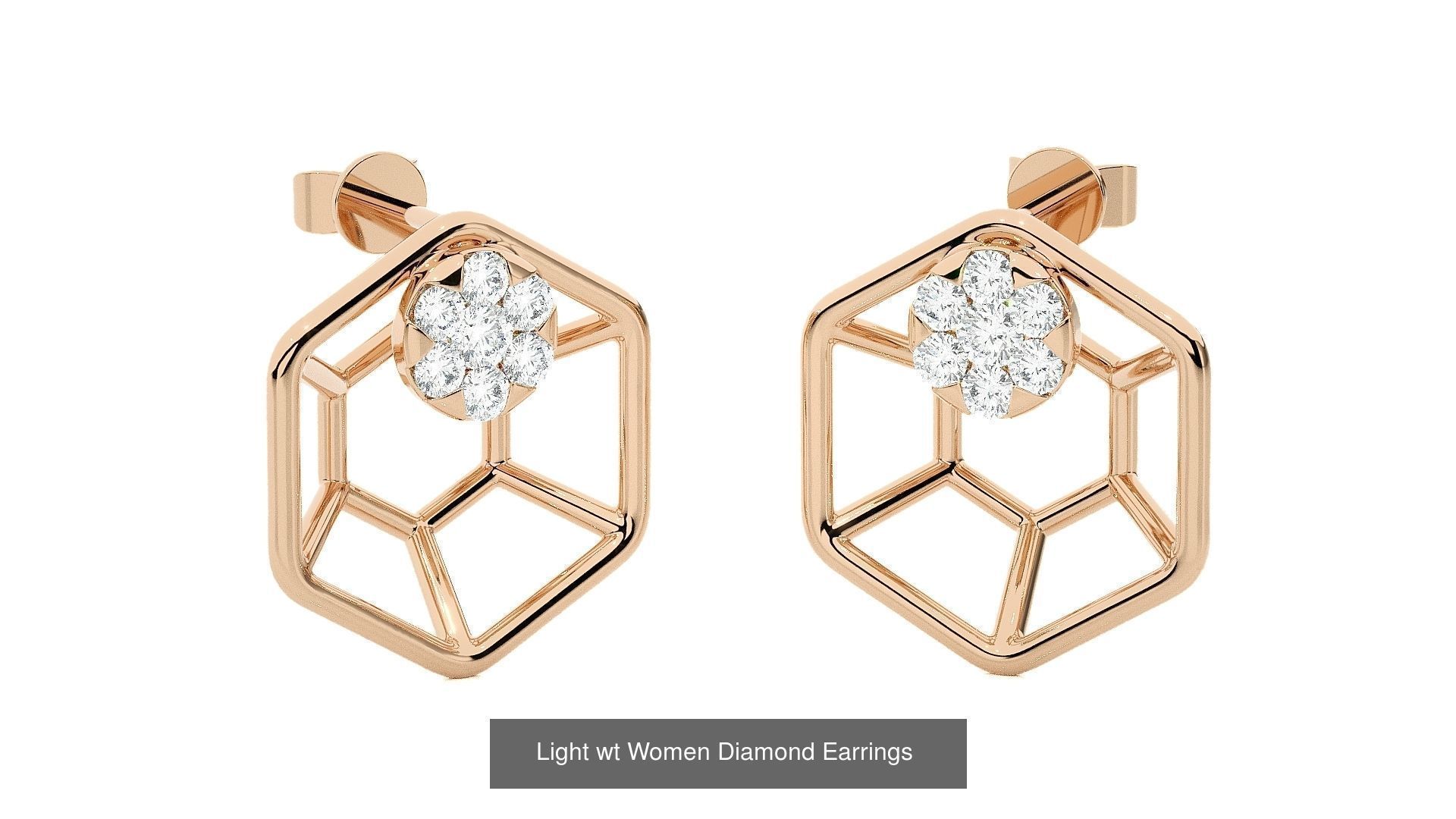 62 Light wt Women Diamond Earrings 3D print model 3D Model Collection_51