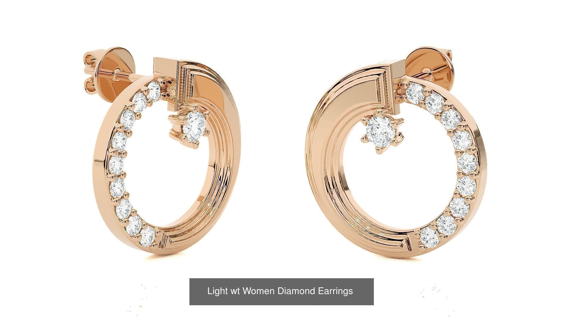62 Light wt Women Diamond Earrings 3D print model 3D Model Collection_58