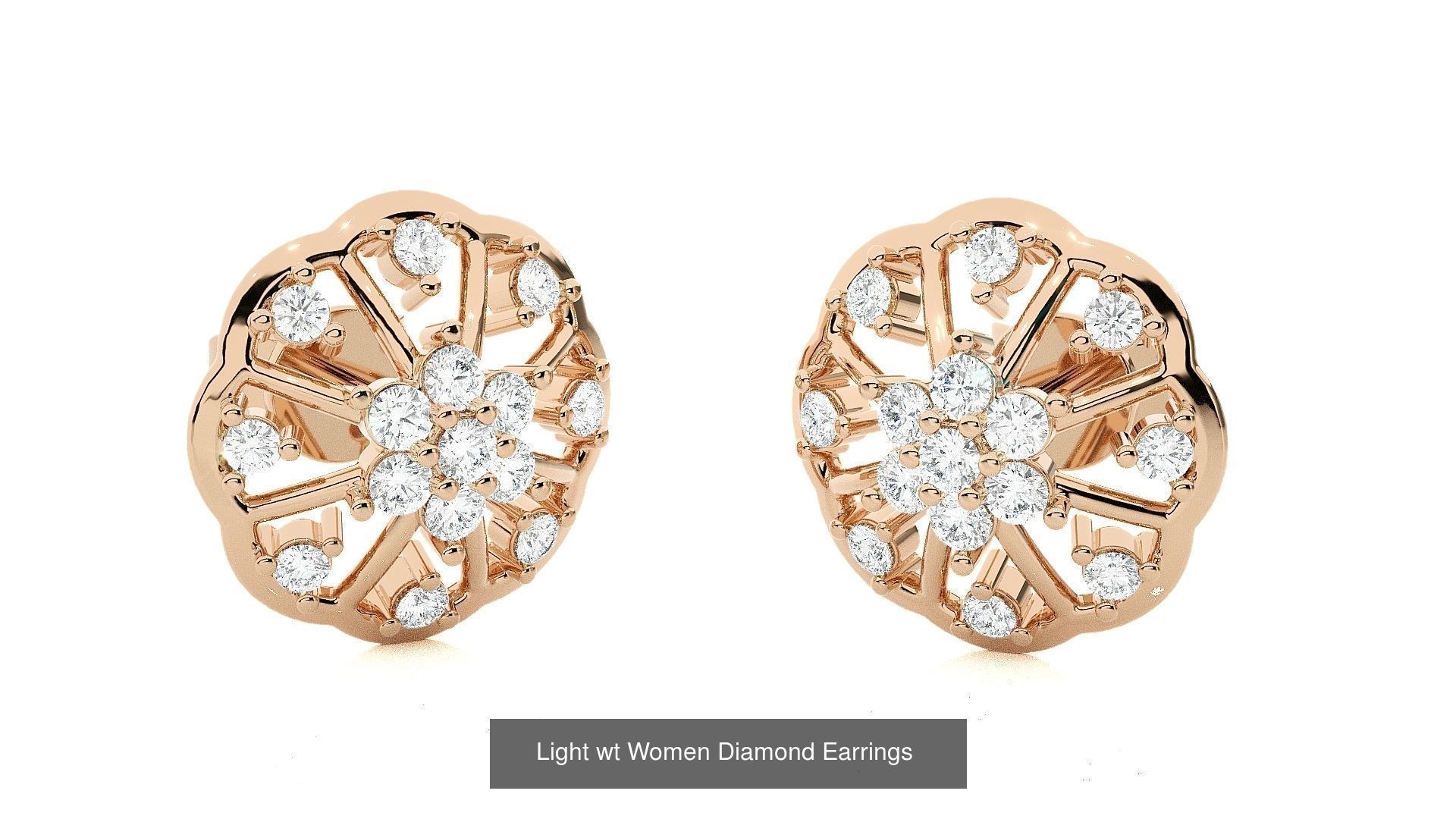 62 Light wt Women Diamond Earrings 3D print model 3D Model Collection_7