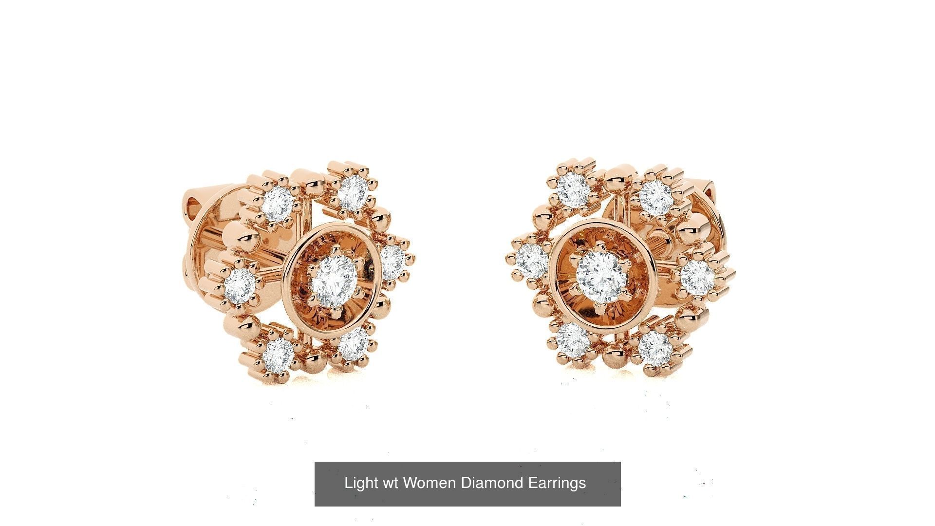 62 Light wt Women Diamond Earrings 3D print model 3D Model Collection_67