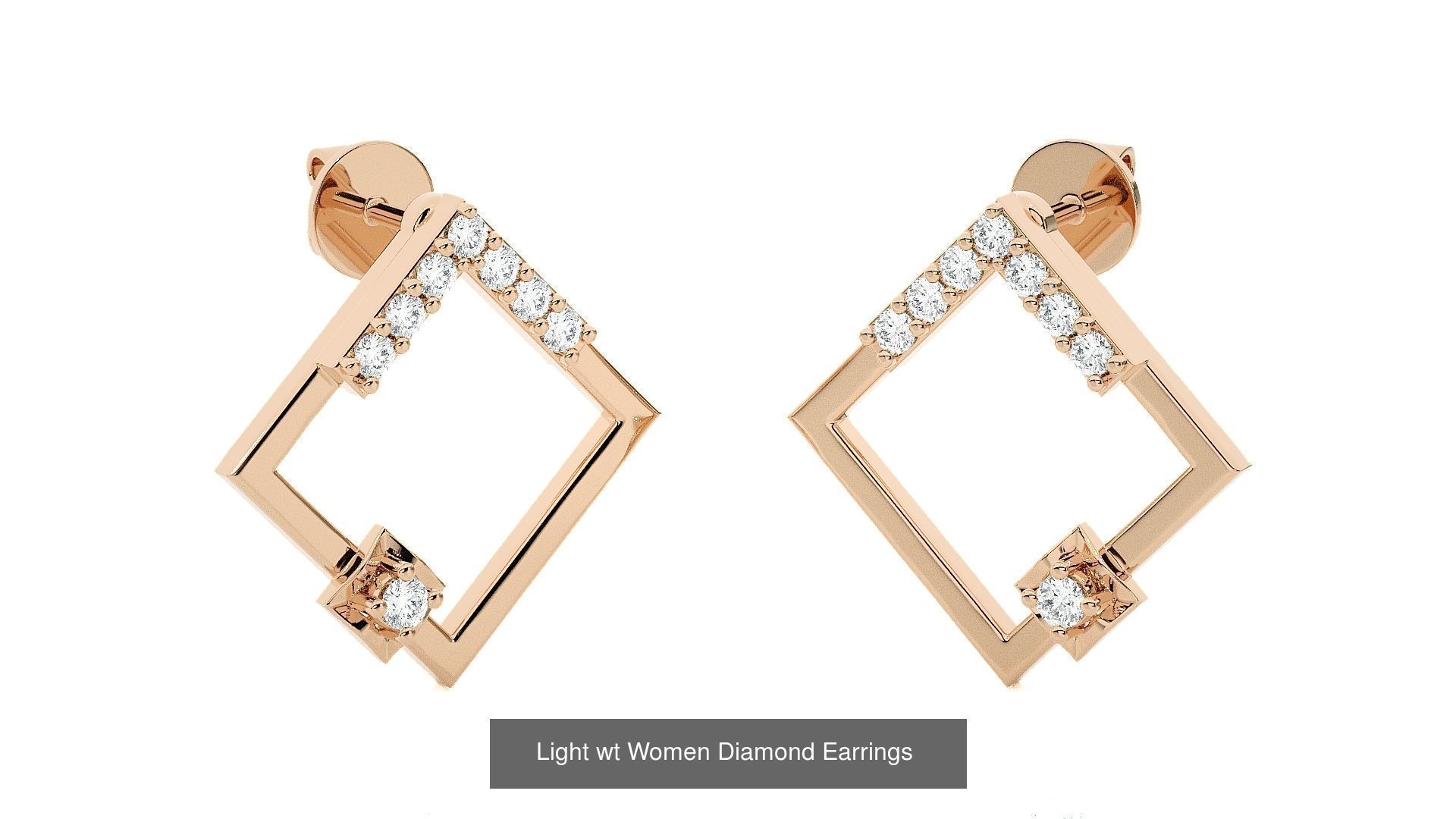 62 Light wt Women Diamond Earrings 3D print model 3D Model Collection_15