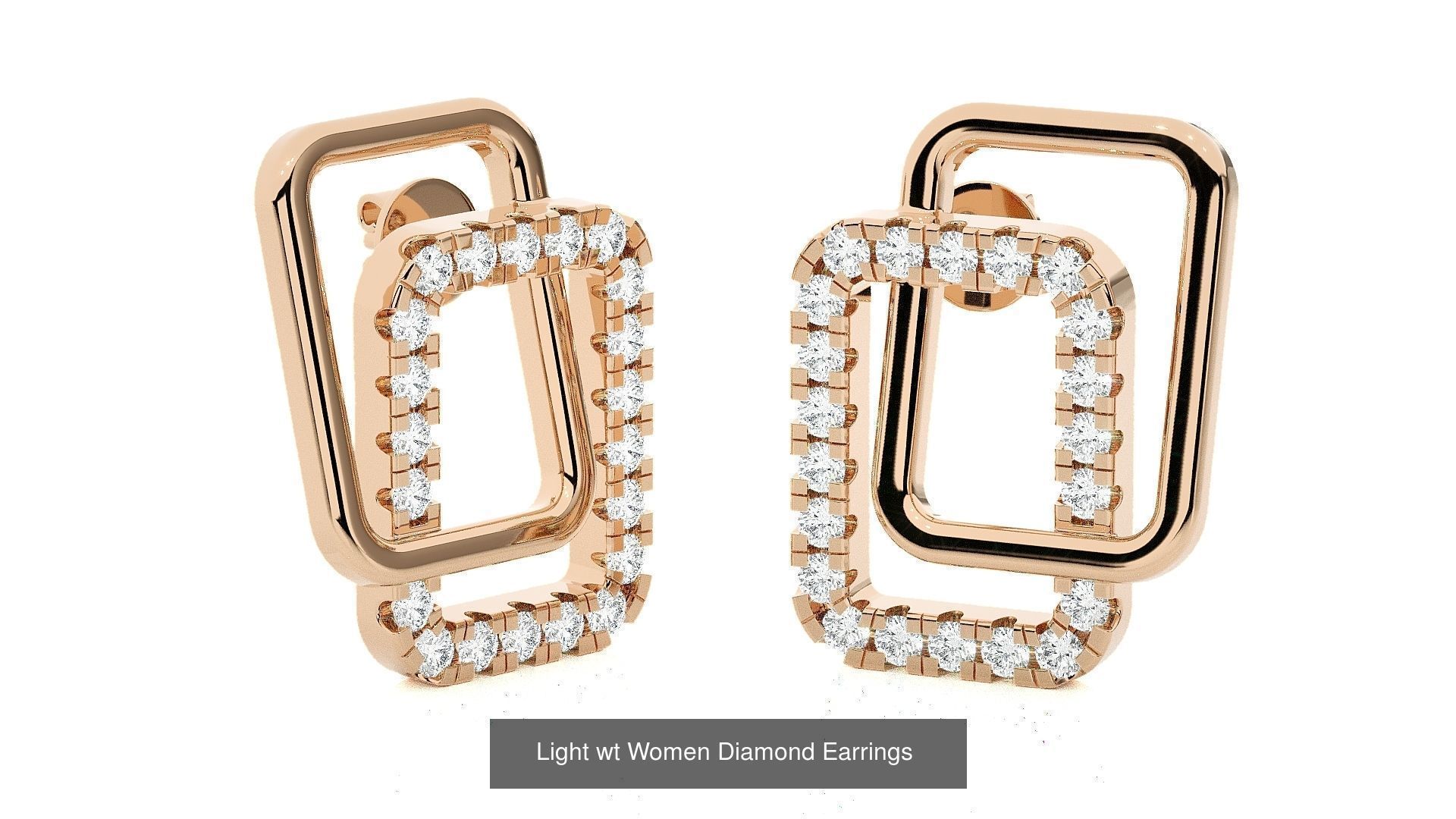 62 Light wt Women Diamond Earrings 3D print model 3D Model Collection_62