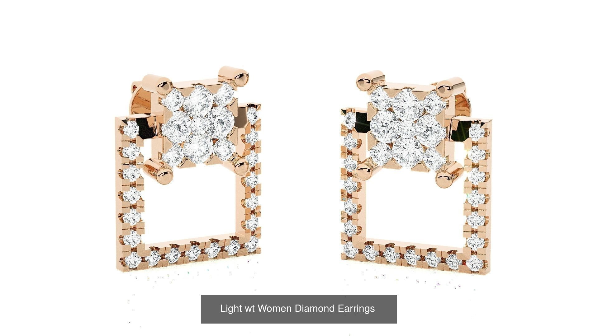62 Light wt Women Diamond Earrings 3D print model 3D Model Collection_68
