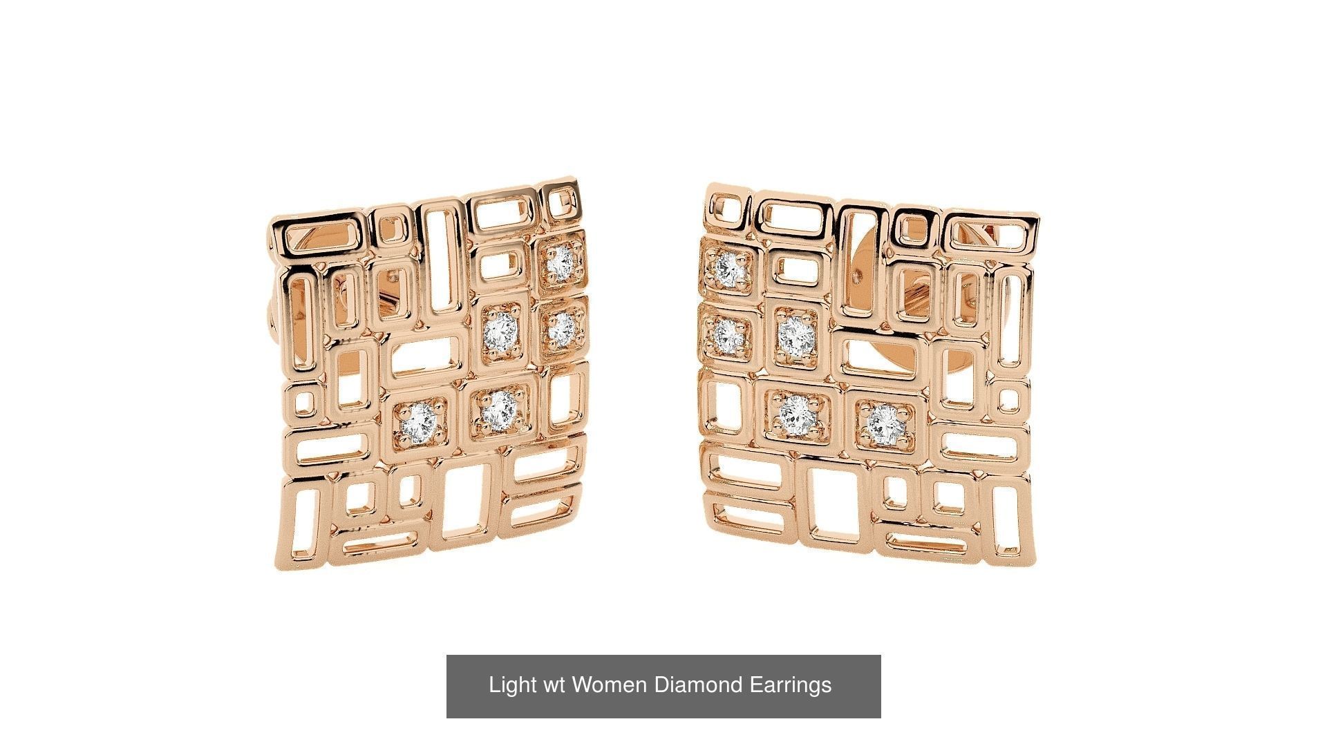 62 Light wt Women Diamond Earrings 3D print model 3D Model Collection_56