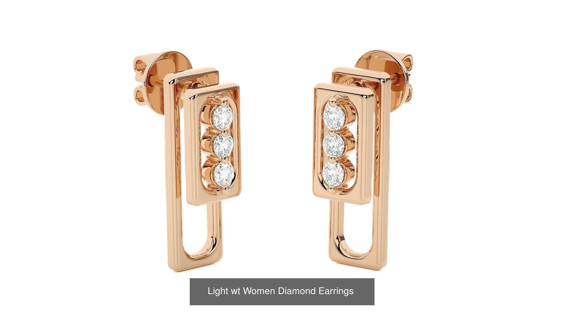 62 Light wt Women Diamond Earrings 3D print model 3D Model Collection_9