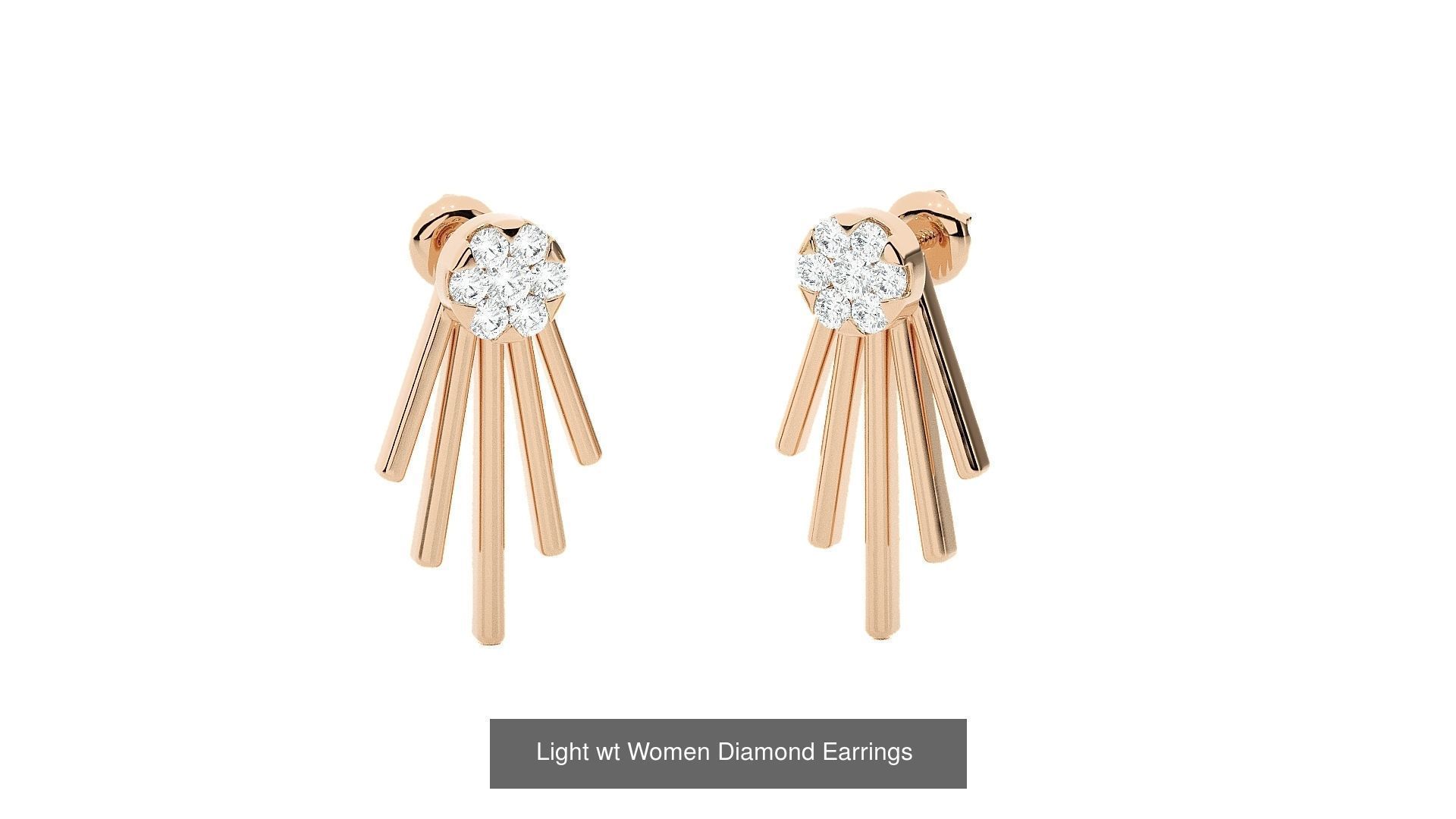 62 Light wt Women Diamond Earrings 3D print model 3D Model Collection_19