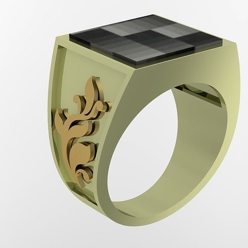 men s stone ring 3D print model