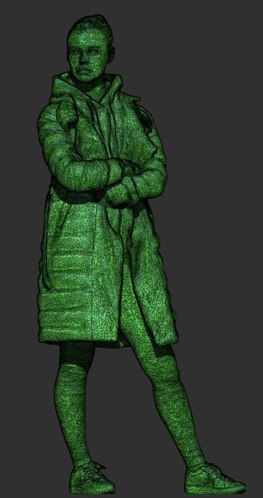 Standing young woman in puffer jacket 406 Low-poly 3D model_5