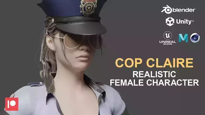 Cop Claire  - Game Ready Low-poly 3D model