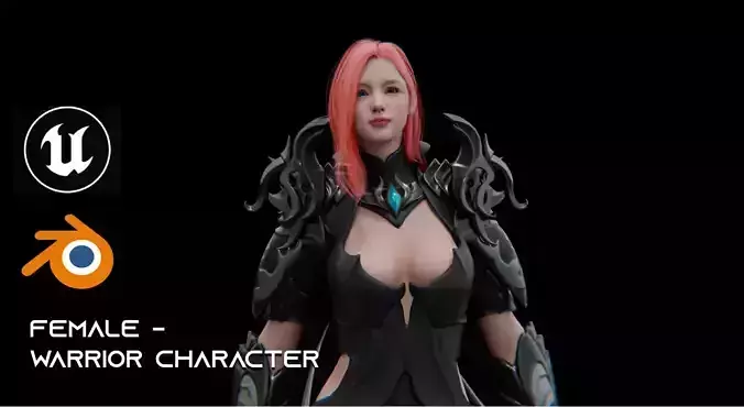 Female Warrior Character - Game Ready Low-poly 3D model