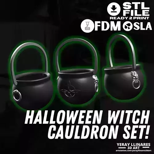 Witch Cauldrons Set - 3D Printable for Halloween 3D print model