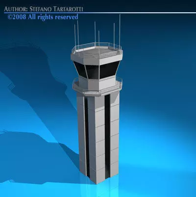 Airport control tower 3D model_0