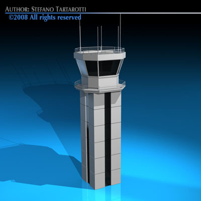 Airport control tower 3D model_1