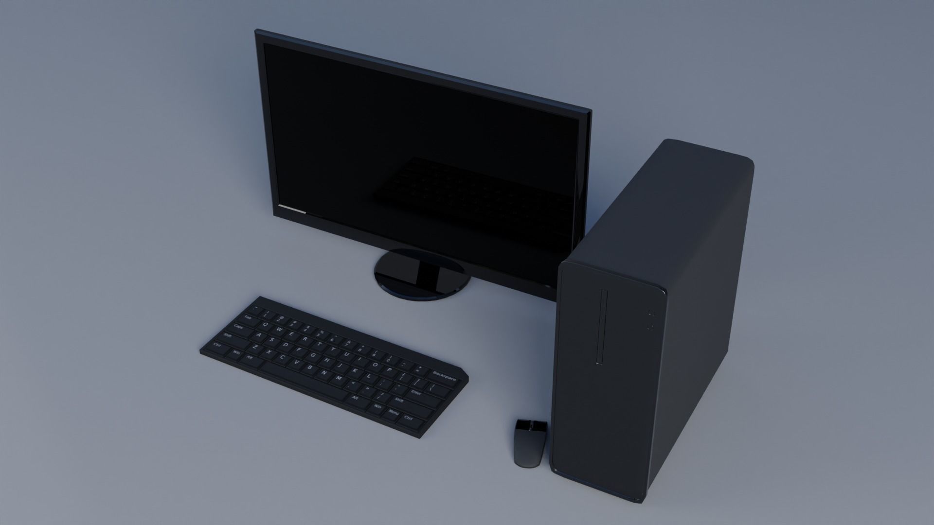 Gameready PC desktop computer - desktop computer Low-poly Low-poly 3D model_1