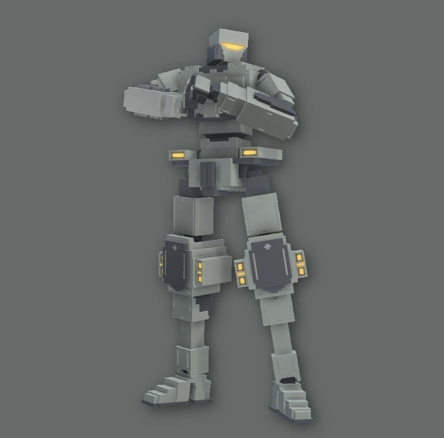 Voxel Art Rig - Mecha ME5 Low-poly 3D model_1