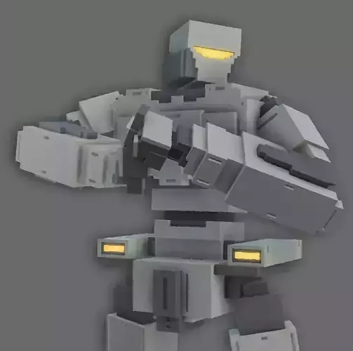 Voxel Art Rig - Mecha ME5 Low-poly 3D model