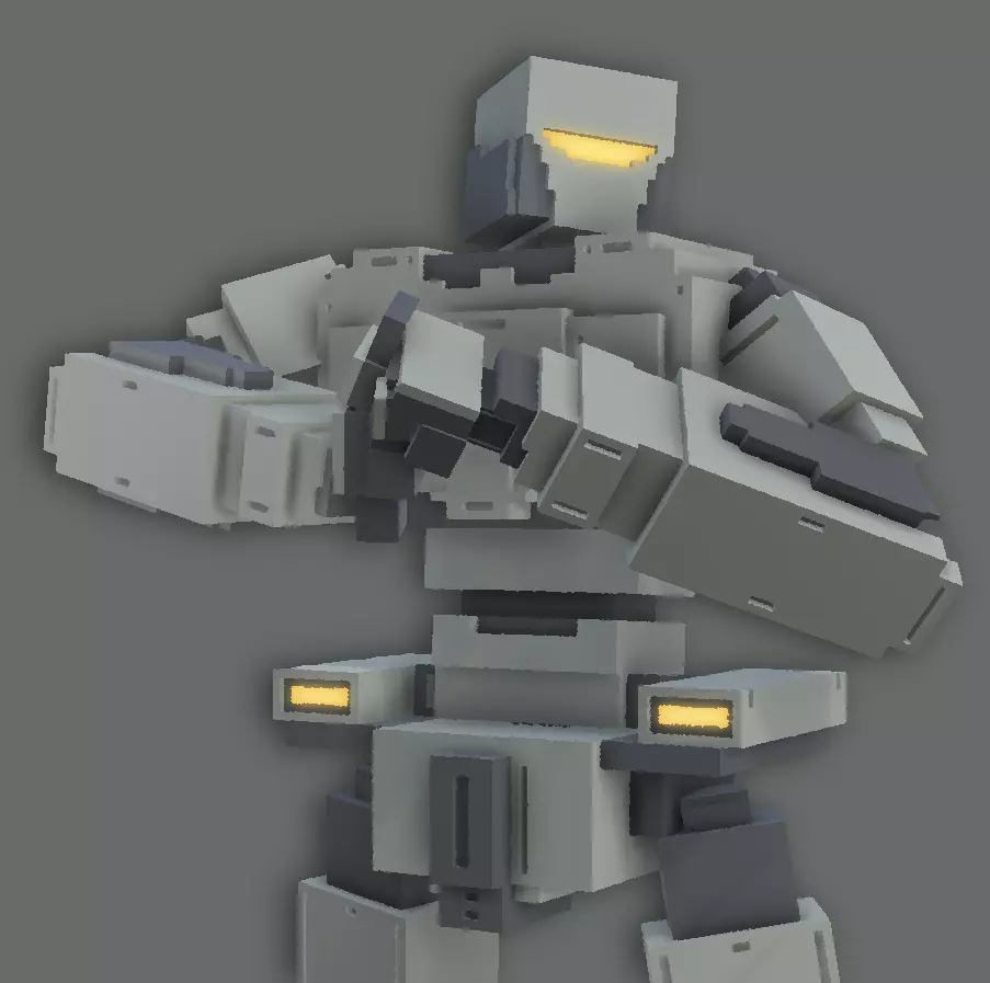Voxel Art Rig - Mecha ME5 Low-poly 3D model_0