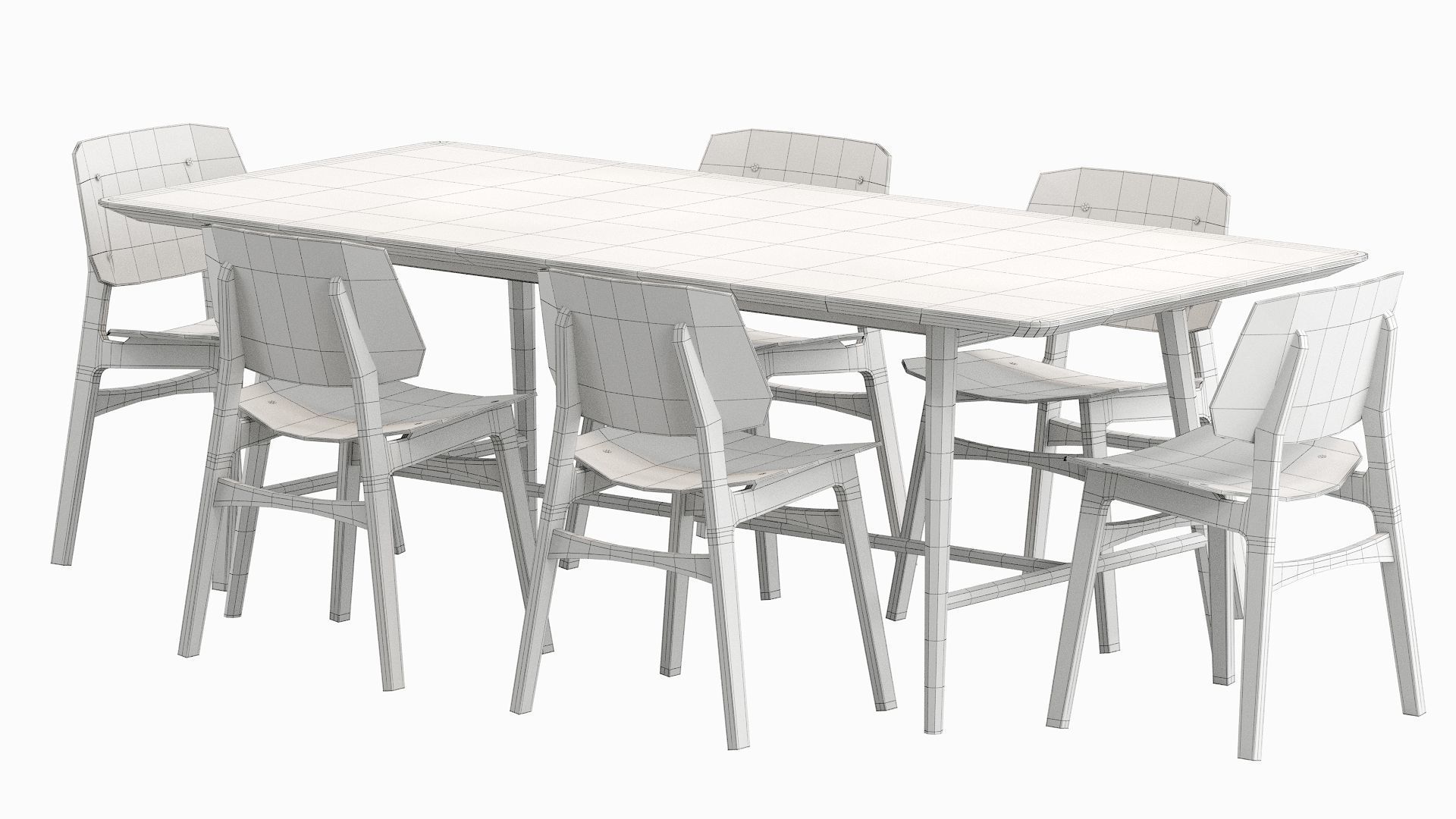 Soborg Chair and holland Table 3D model_11