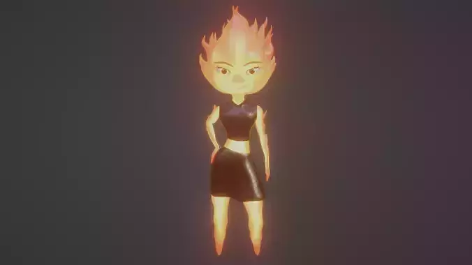 Ember Lumen Pixar Elemental Rigged Animation and Game Ready Low-poly 3D model