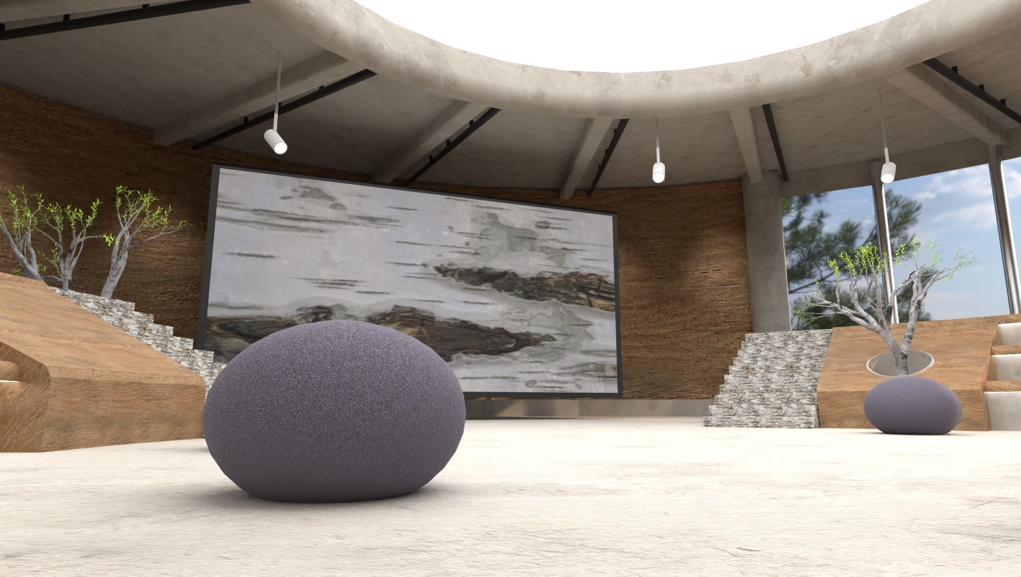 Circular Lobby Conference Room 3D model_5