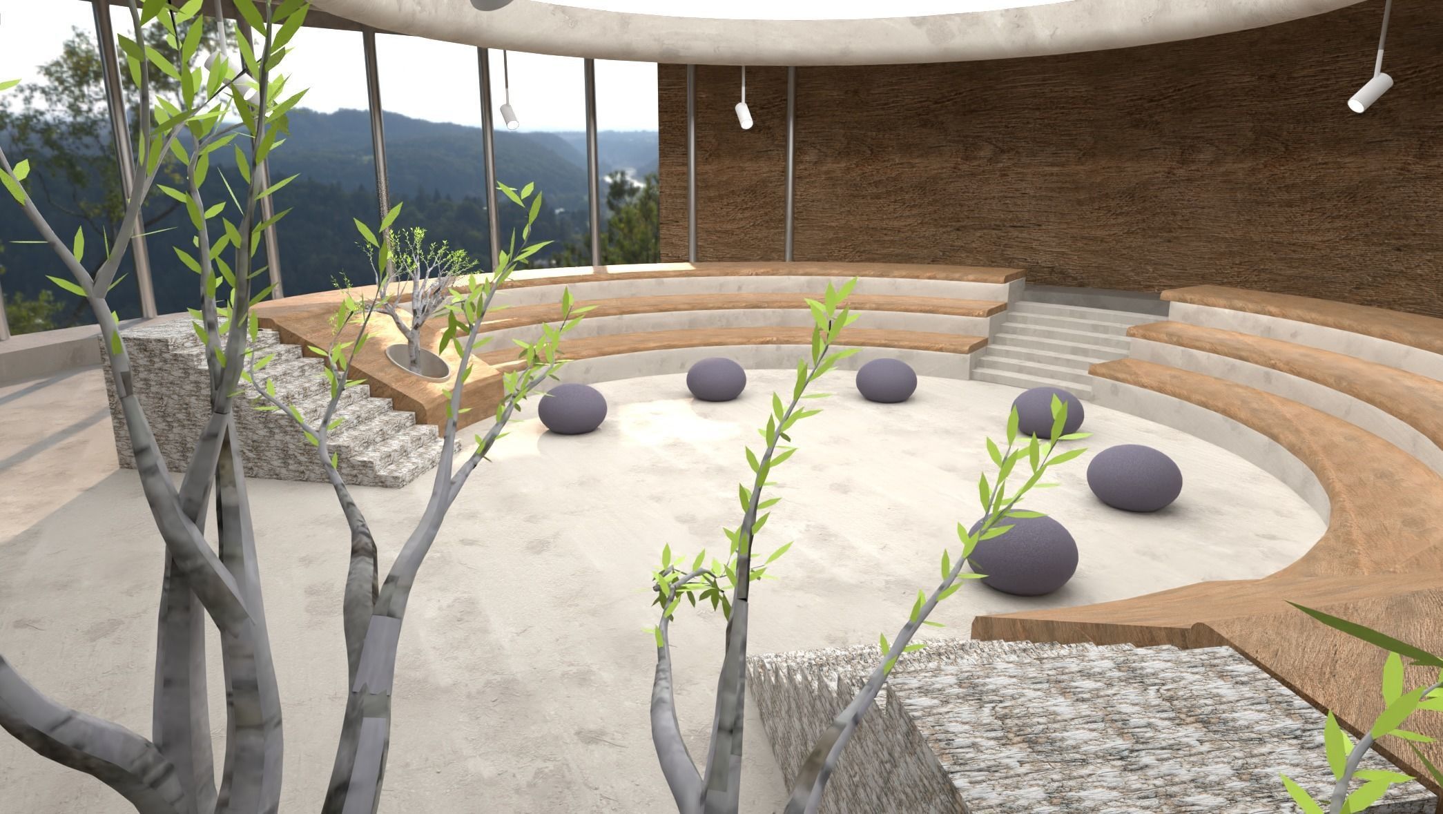 Circular Lobby Conference Room 3D model_3