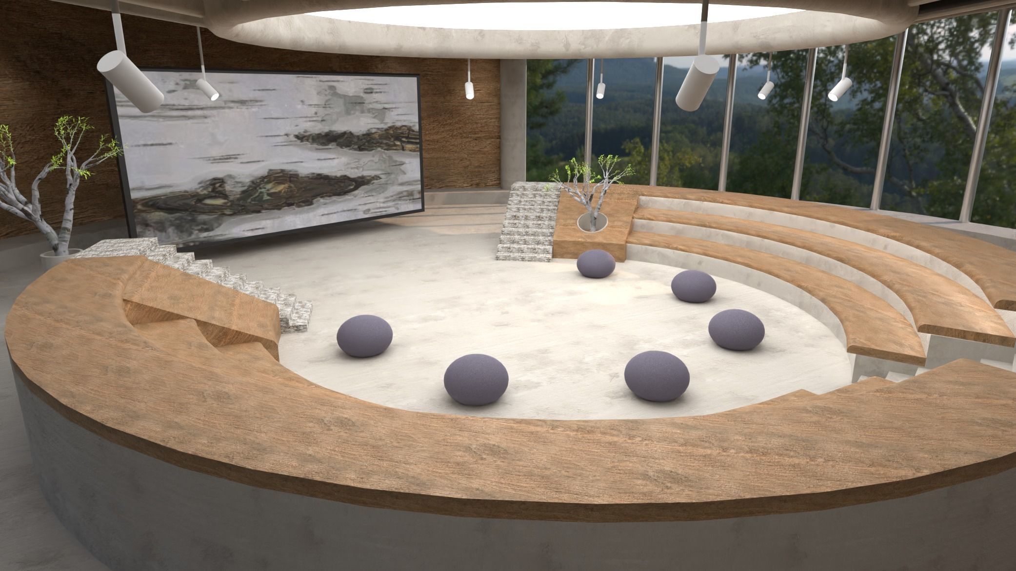 Circular Lobby Conference Room 3D model_2