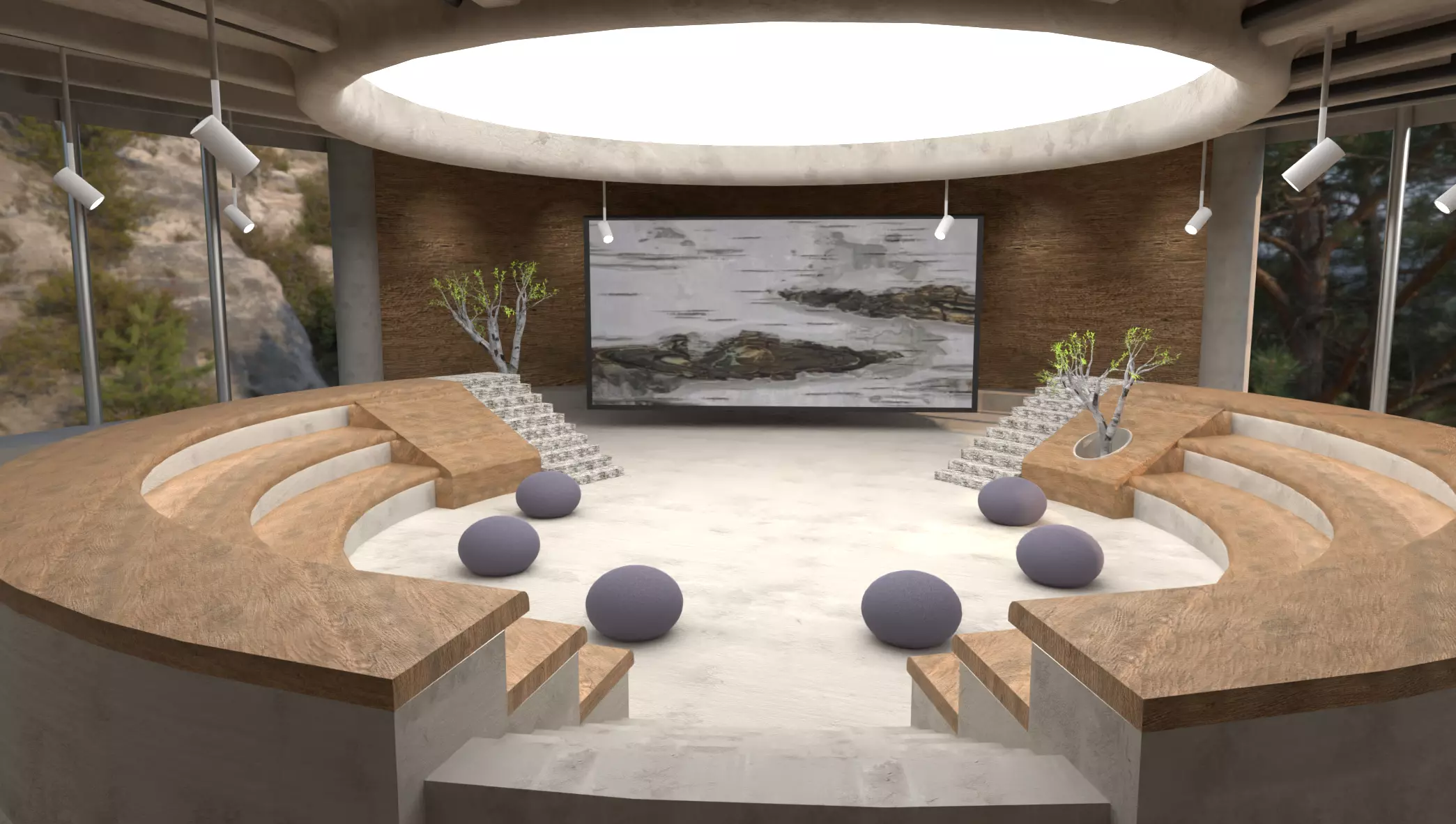 Circular Lobby Conference Room 3D model_0