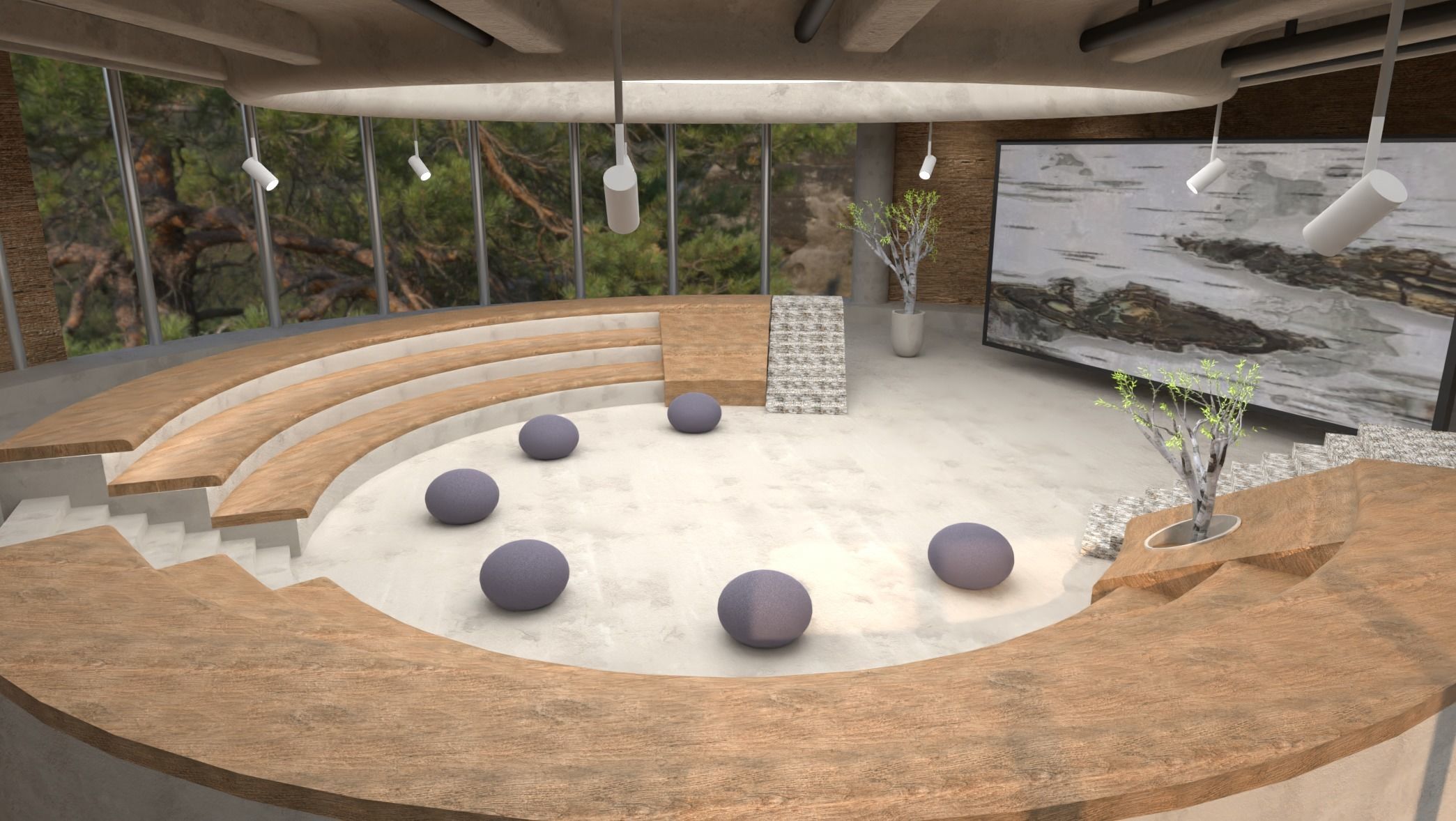 Circular Lobby Conference Room 3D model_1