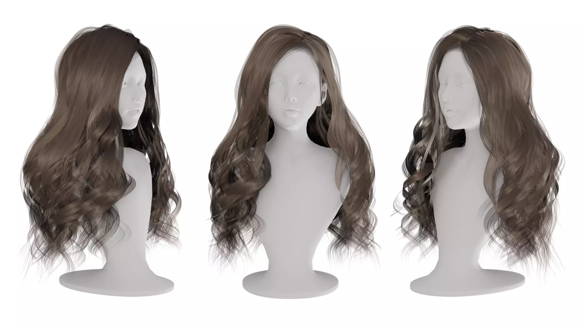 Real Woman Long Hair Style Low-poly 3D model