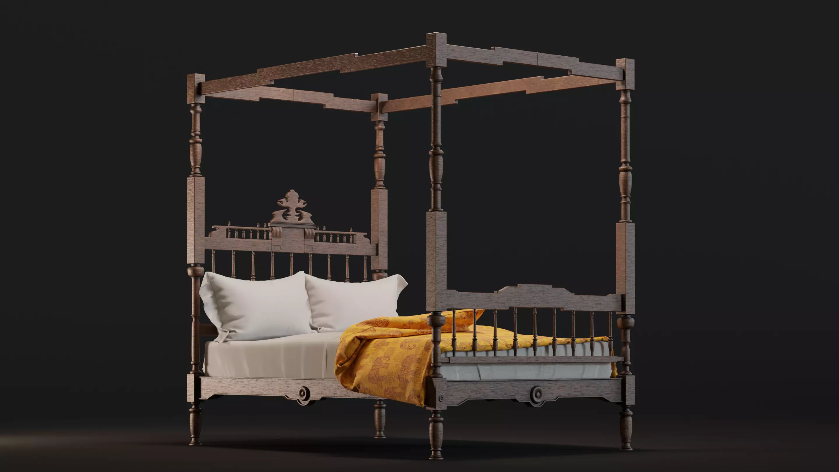 South Asian Bed 3D model_0