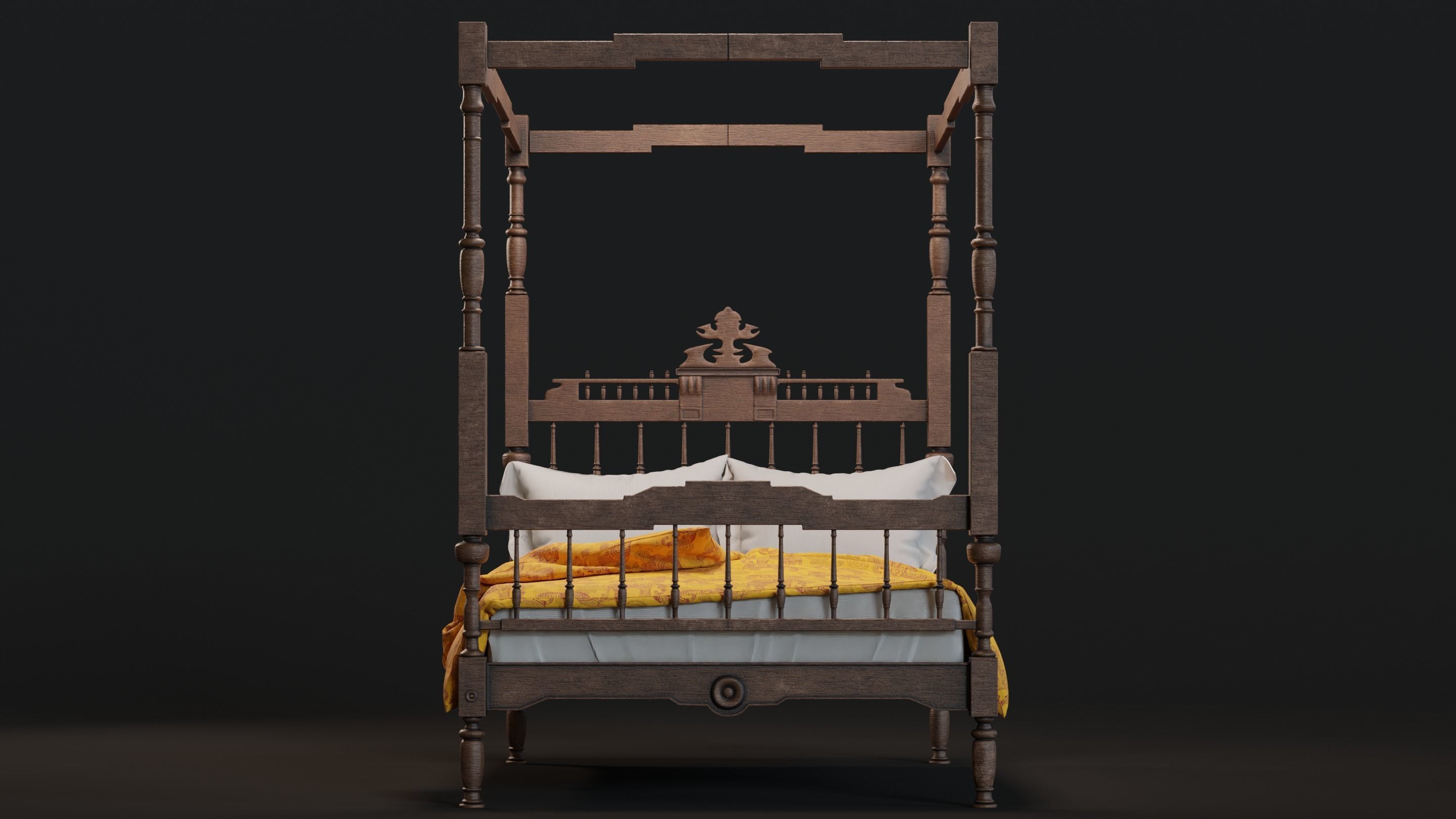 South Asian Bed 3D model_2