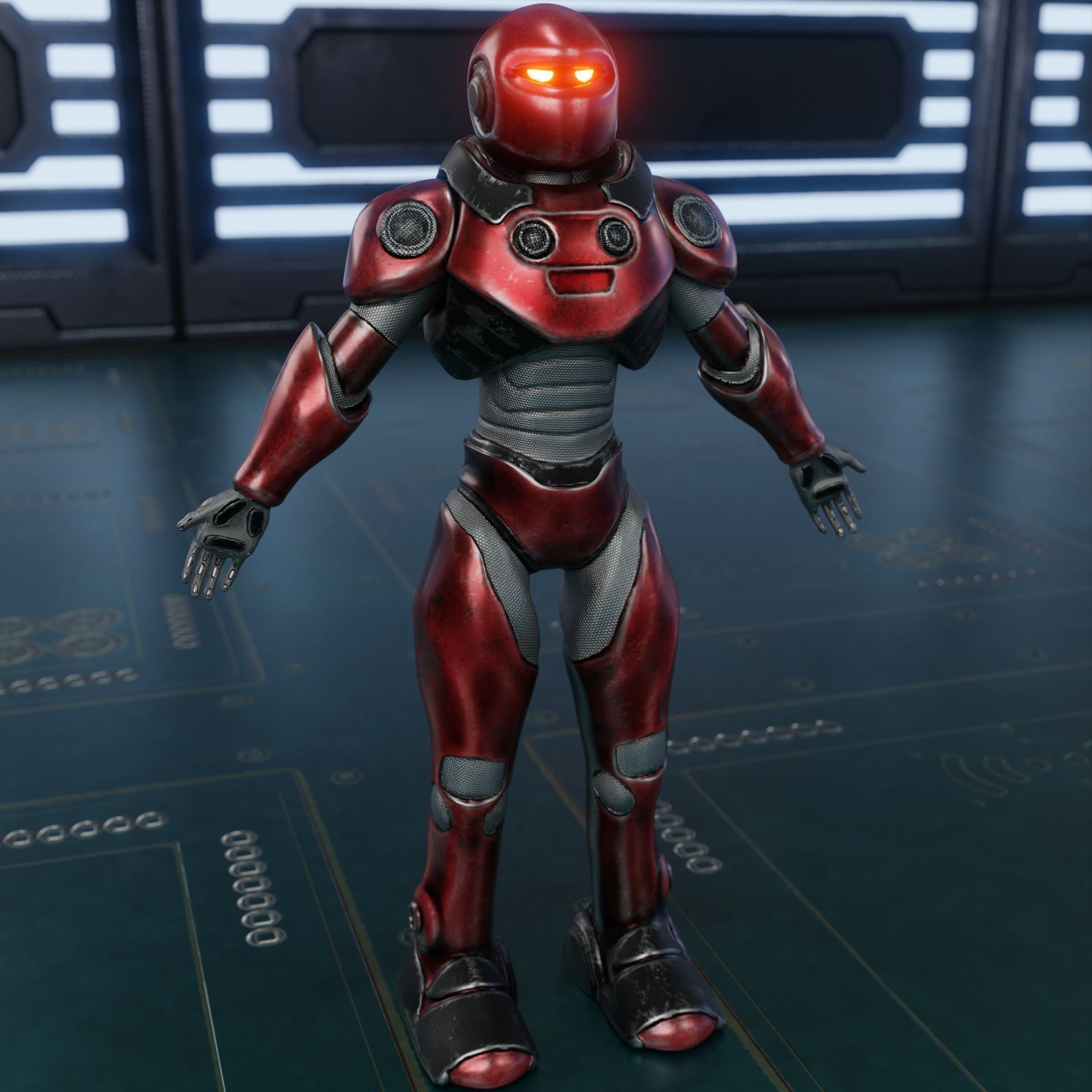 Robot Guard Sci fi Character Futuristic Rigged Animation Game Low-poly 3D model_1