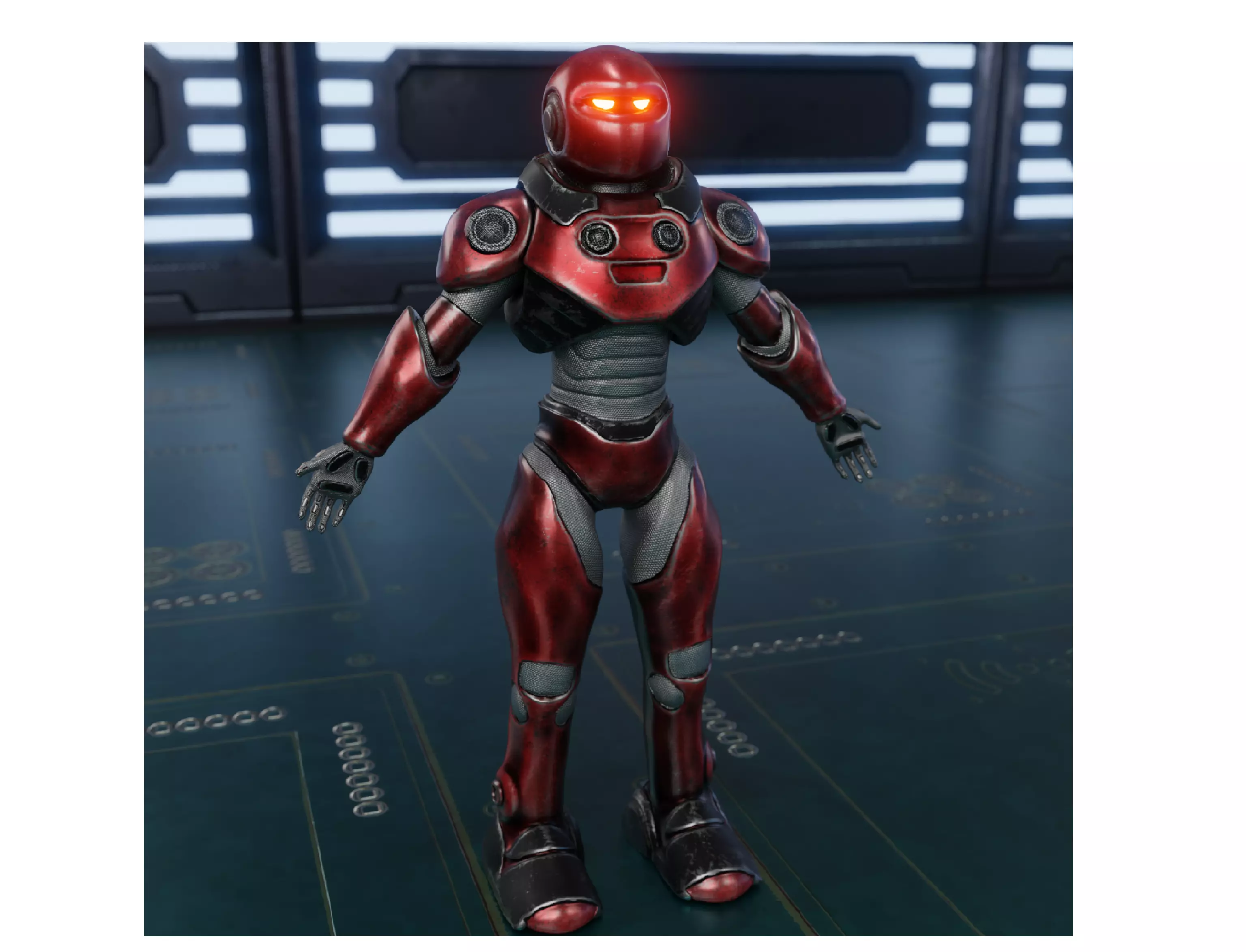 Robot Guard Sci fi Character Futuristic Rigged Animation Game Low-poly 3D model_0