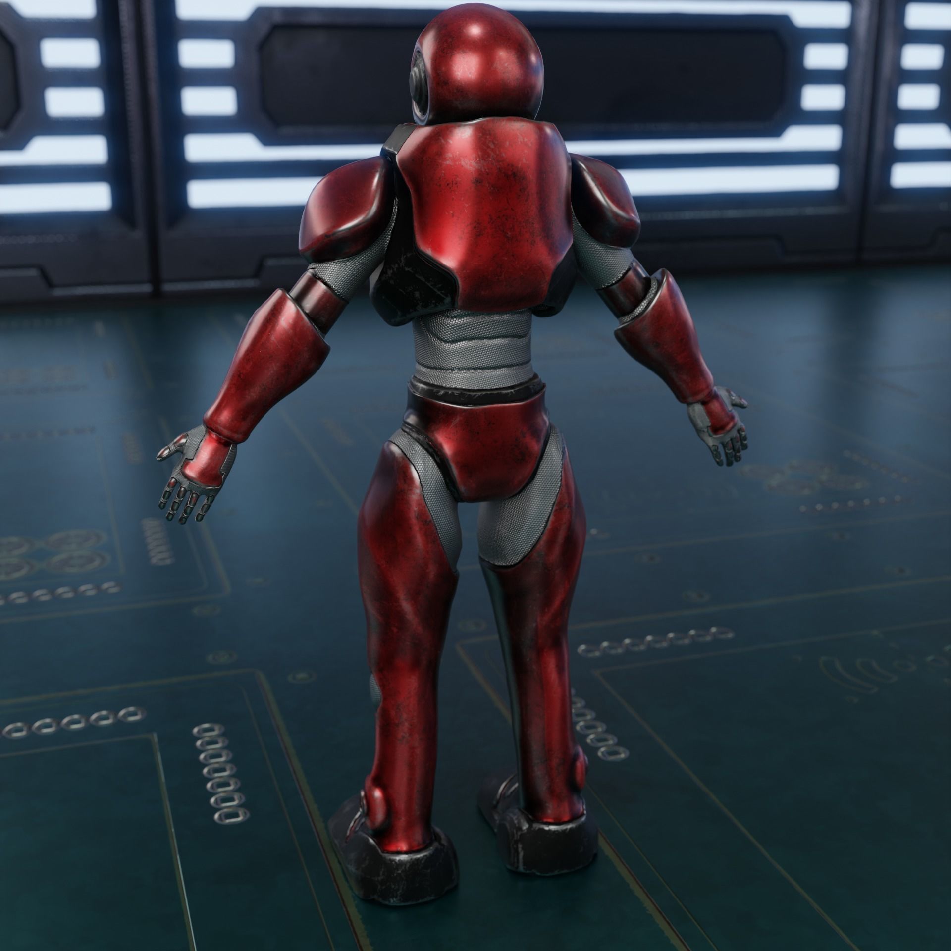 Robot Guard Sci fi Character Futuristic Rigged Animation Game Low-poly 3D model_2