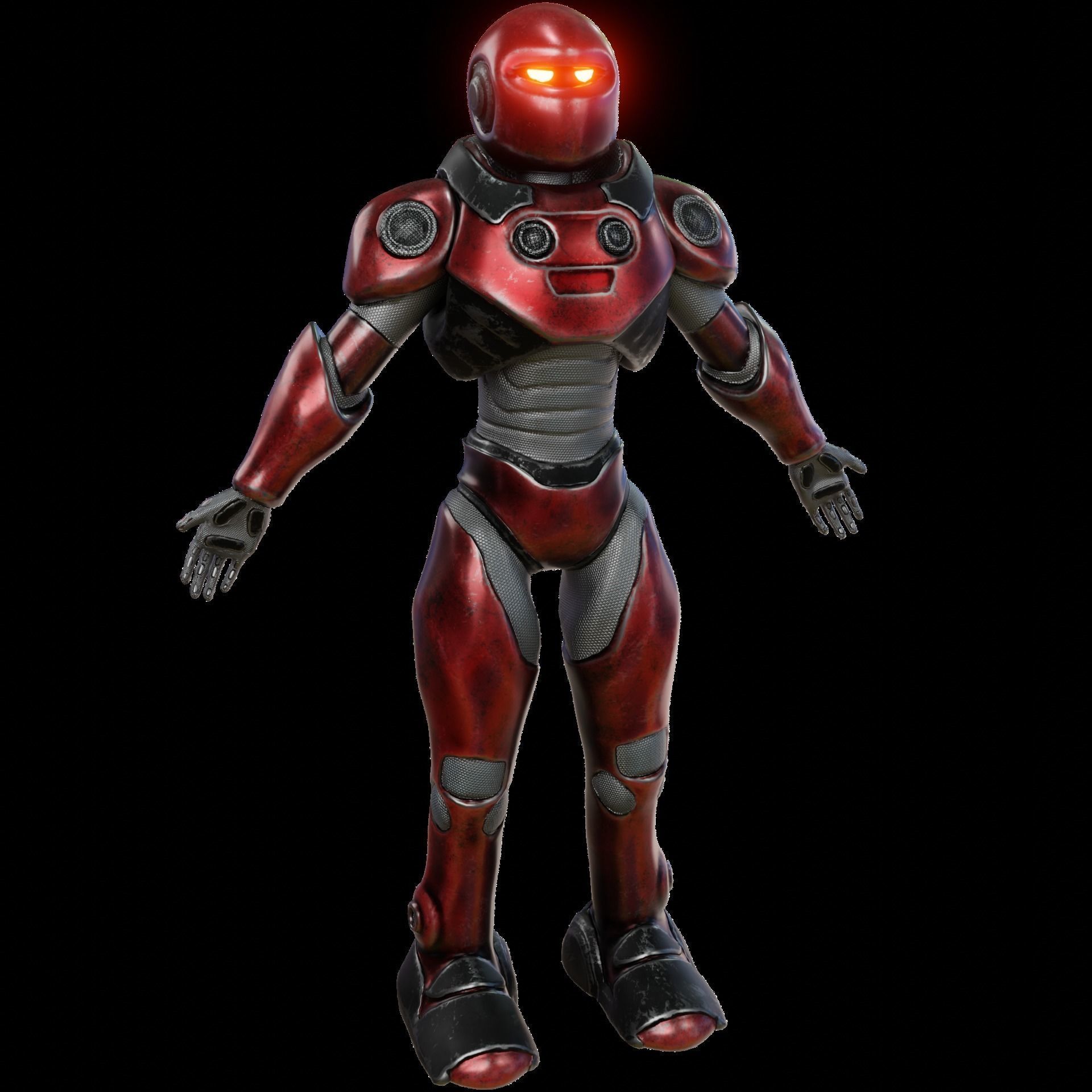 Robot Guard Sci fi Character Futuristic Rigged Animation Game Low-poly 3D model_7