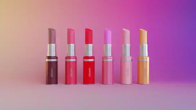 3D lipstick pack with different color versions