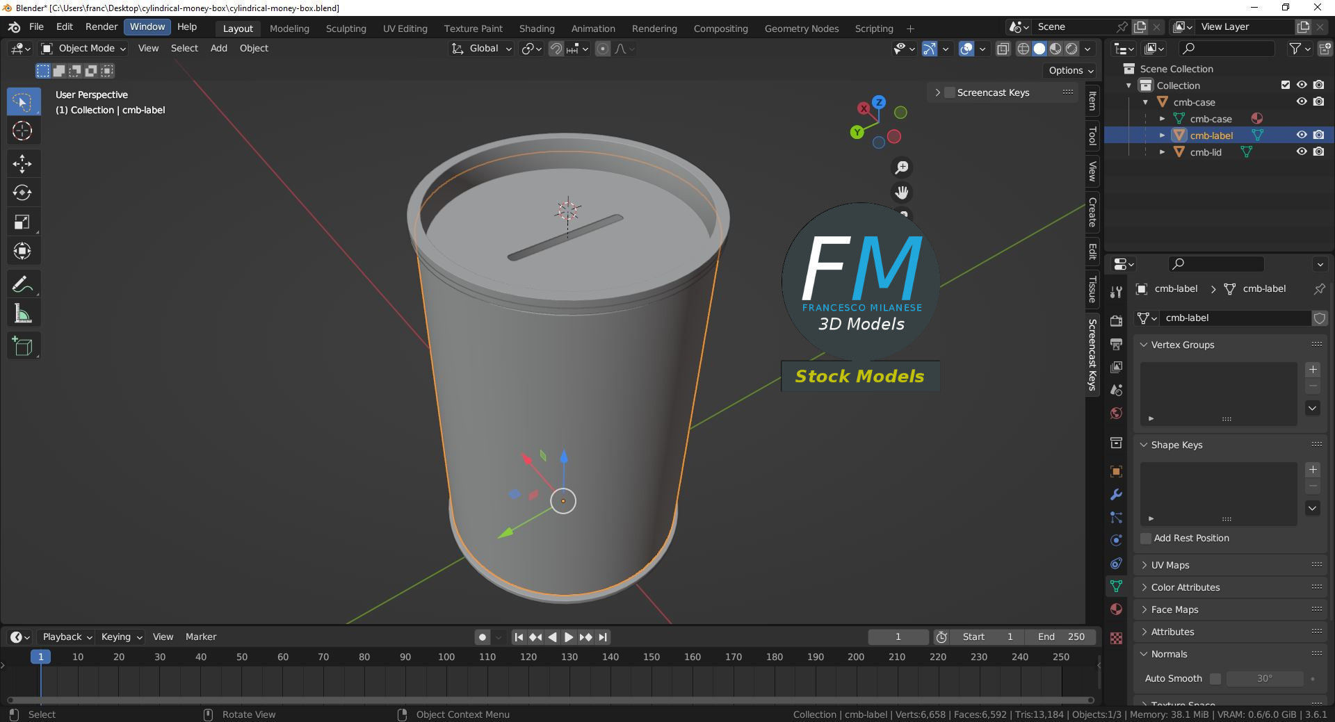 Cylindrical money box 3D model_9