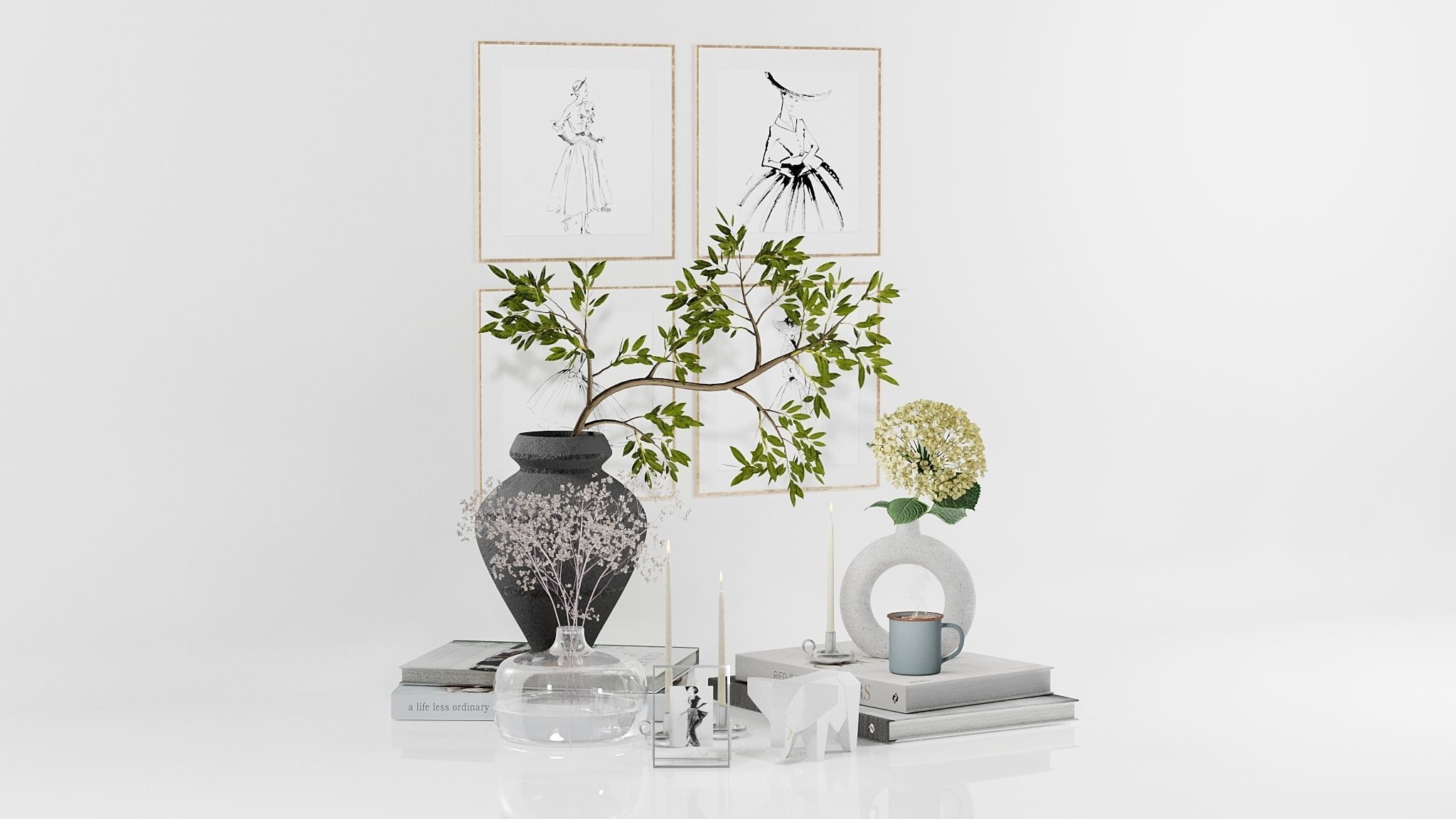 White Decorative Set 3D model