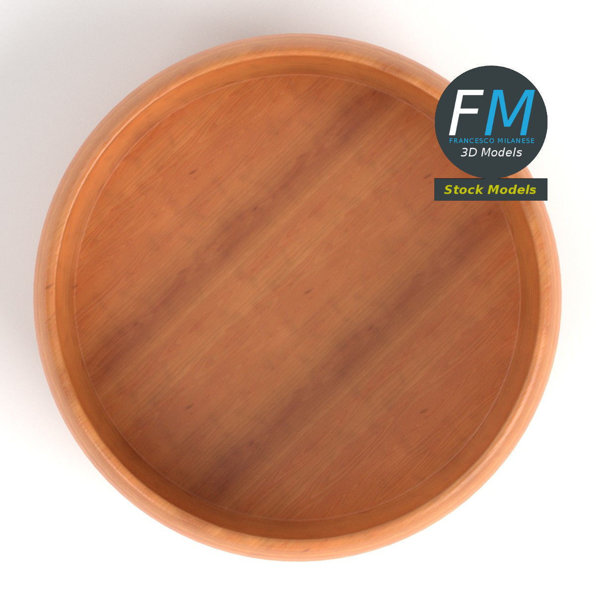 Empty wooden bowl 3D model_6