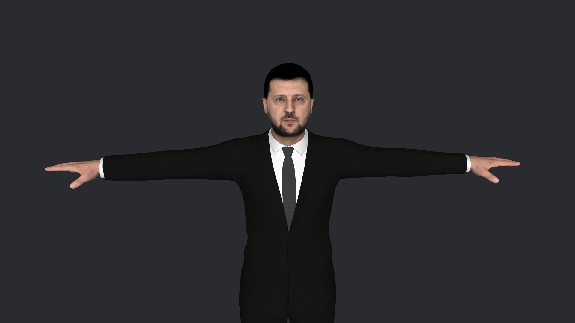 Volodymyr Zelenskyy Hyper Realistic Full Body Rigged Character 3D model_1