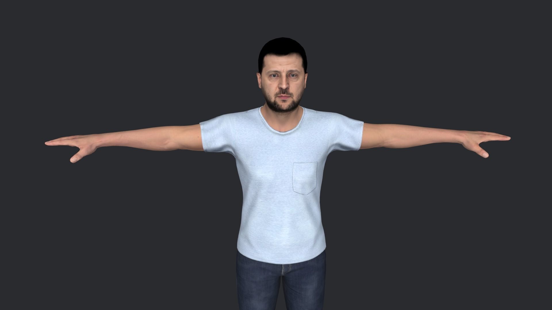 Volodymyr Zelenskyy Hyper Realistic Full Body Rigged Character 3D model_3