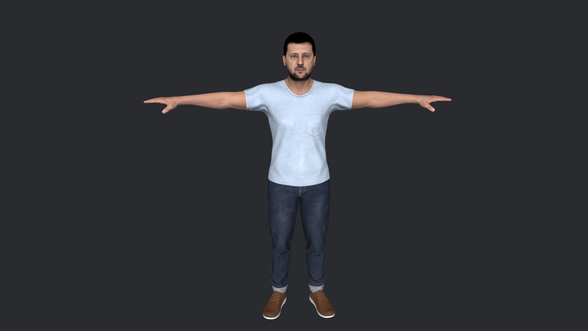 Volodymyr Zelenskyy Hyper Realistic Full Body Rigged Character 3D model_4